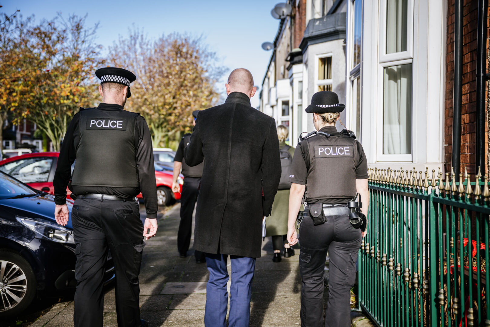 Lancashire PCC Andrew Snowden walking the beat with officers